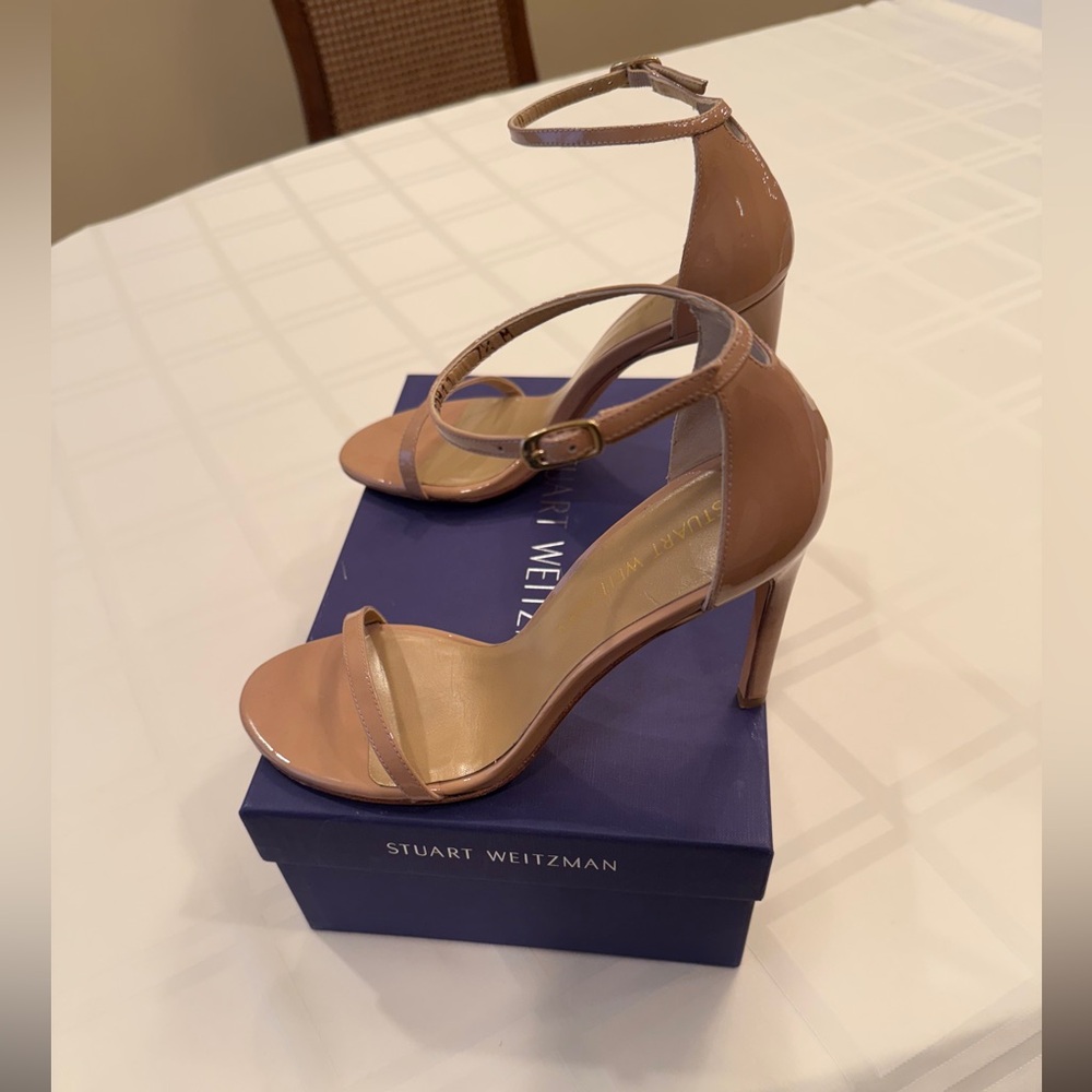 Stuart Weitzman Tan Heels with Ankle Strap
